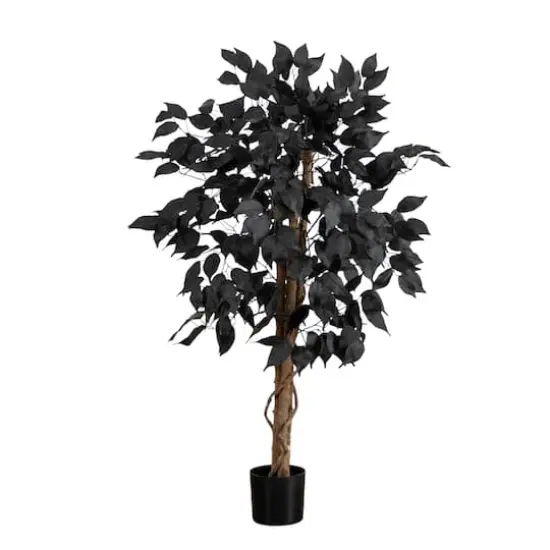 3ft. Artificial Halloween Black Ficus Tree with Natural Trunk {1}