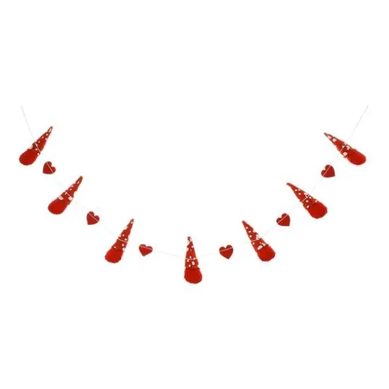 Glitzhome&reg; 6ft. Fabric Valentine's Gnome & Heart Garland {7}