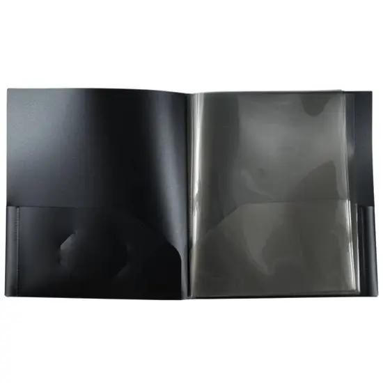 JAM Paper Heavy Duty Plastic 10-Pocket Folder, 2ct. Black {4}