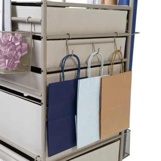 Honey Can Do Taupe Wrapping Paper Storage Cart with Wheels {6}