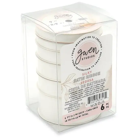 Gwen Studios 18yd. Satin Ribbon Set White {6}