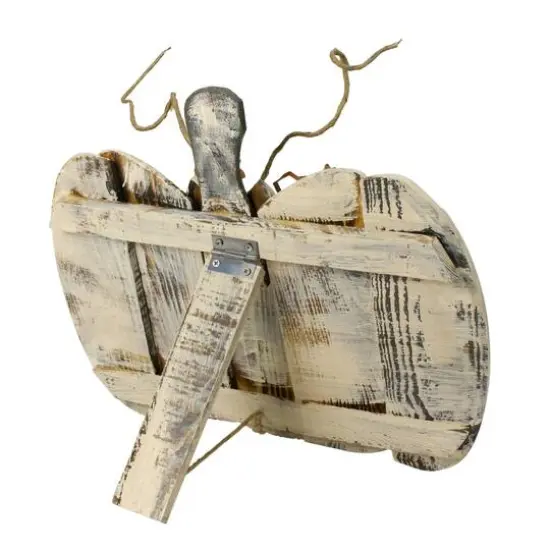 15" White Wooden Pumpkin Tabletop D&eacute;cor {4}