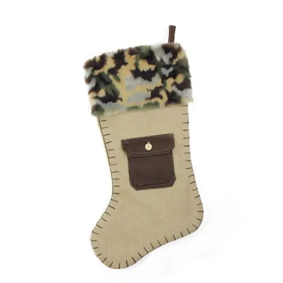 20.5" Burlap & Camouflage Christmas Stocking {4}