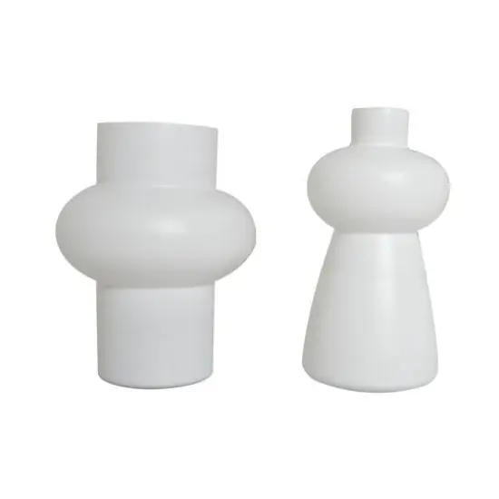 White Glass Unique Trumpet Vase Set {6}