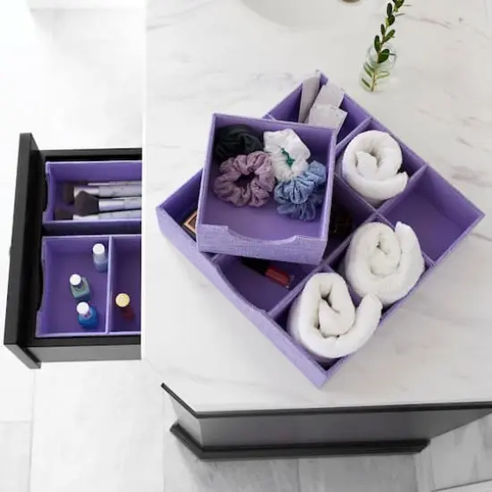 Household Essentials 3-Compartment Drawer Organizers, 2ct. Purple {5}
