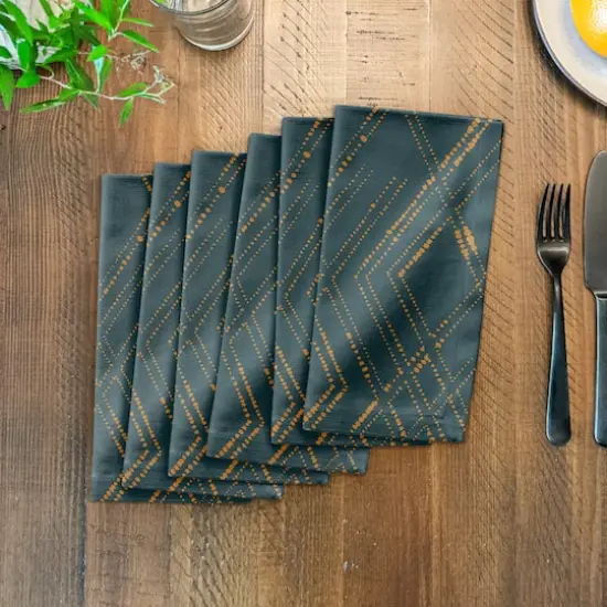 Diamond Cotton Twill Napkin Blue and Gold {4}