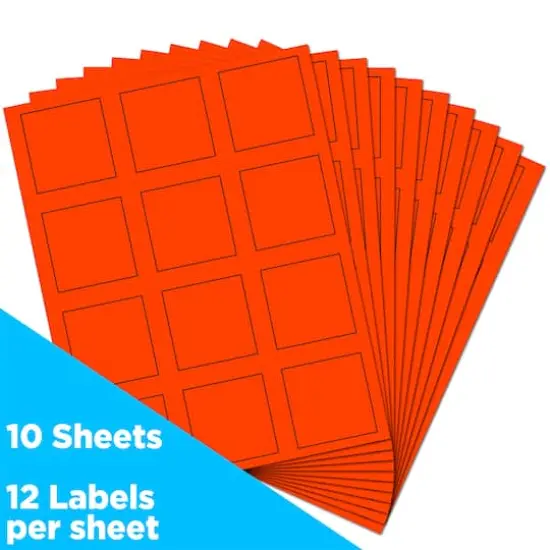 JAM Paper 2" x 2" Square Product & Container Labels, 120ct. Neon Red {4}