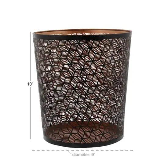 10" Black Metal Contemporary Small Waste Bin {4}