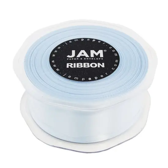 JAM Paper 1.5" x 25yd. Double Faced Satin Ribbon Light Blue {4}