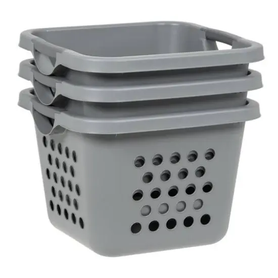 IRIS 30L Gray/Dark Gray Compact Laundry Basket Hamper, 3 Pack {7}