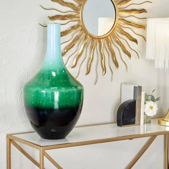 Green Glass Modern Vase, 22" x 12" x 12" {8}