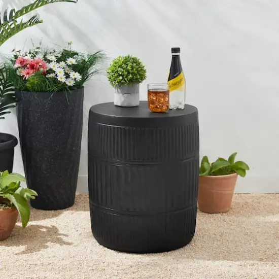 Glitzhome&reg; 18.5" Multi-Functional Textured Garden Stool Black {5}