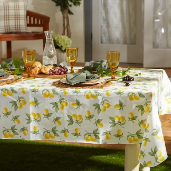 Summer Lemons Vinyl Tablecloth 70" Round {4}