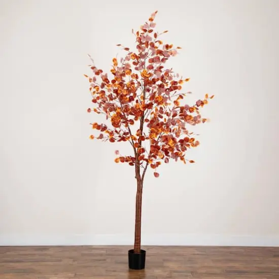 9ft. Pre-Lit Grand Autumn Eucalyptus Artificial Fall Tree with 700 Warm White LED Lights {10}
