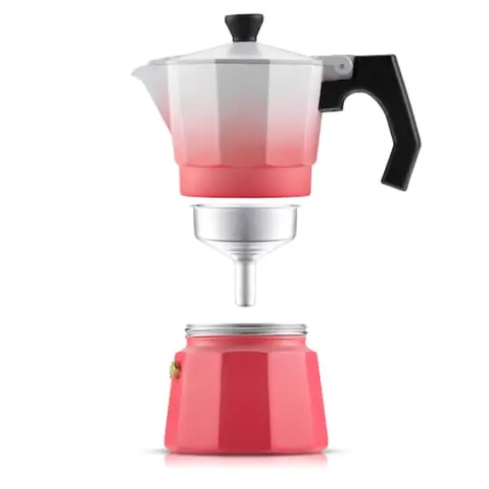 JoyJolt® Italian Moka Pot 6 Cup Stovetop Aluminum Espresso Maker Pink {5}