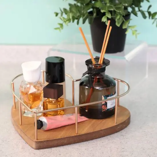 9" Heart Shaped Tray with Wooden Base {6}