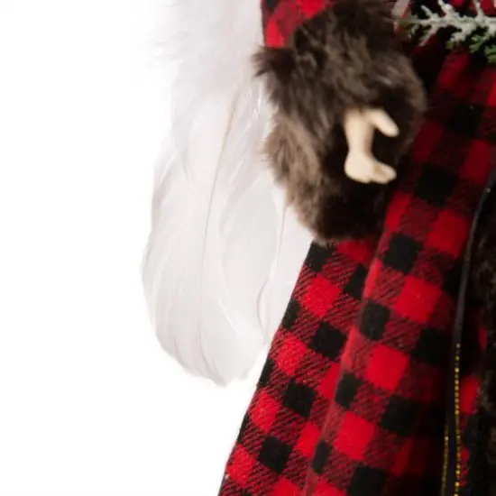 Glitzhome&reg; 16" Red Plaid Faux Fur Angel Tree Topper {6}