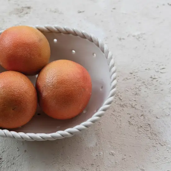 Hello Honey® 10.5" White Stoneware Colander with Twisted Edge, 4ct. {3}