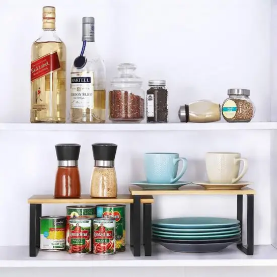 NEX™ Black & Natural Bamboo Cabinet and Counter Shelf Organizer, 4ct. {5}