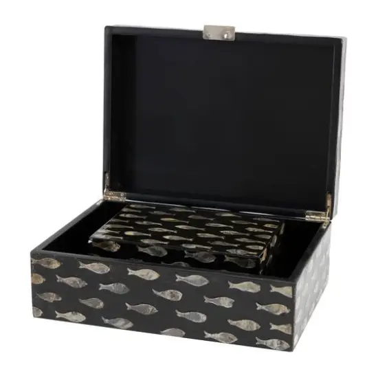 Black Mother of Pearl Fish Box Set {5}