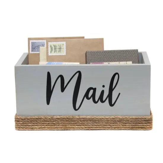 Elegant Designs Mail Script Mail Holder with Handles Black/Gray {6}