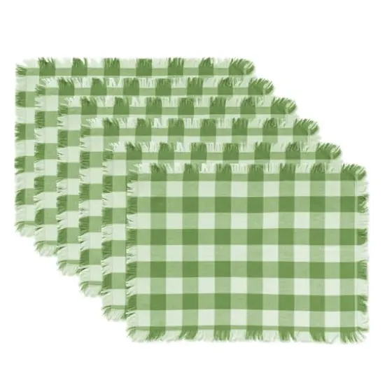 DII&reg; Bright Green Heavyweight Check Fringed Placemat Set, 6ct. {1}