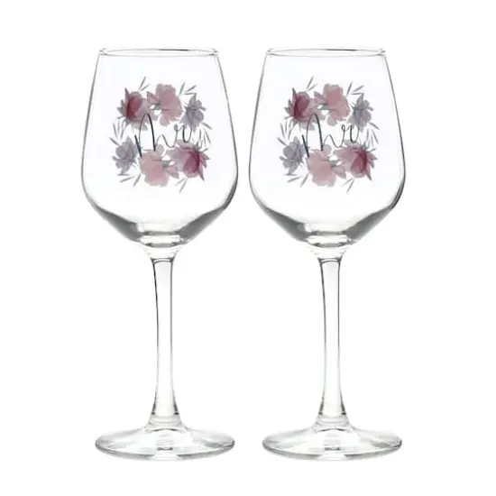 12oz. Mr. & Mr. Floral Wine Glass Set {1}