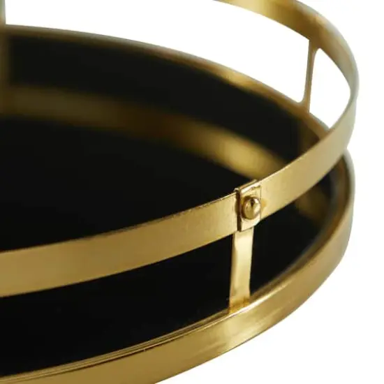 CosmoLiving by Cosmopolitan Set of 2" Gold Metal Glam Tray, 14", 16" {4}