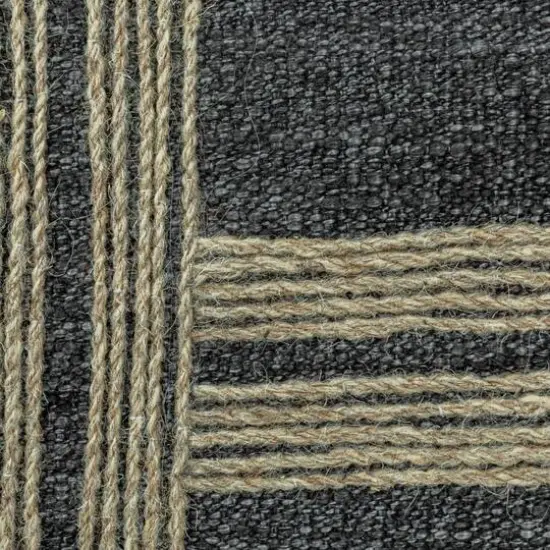 Hello Honey&reg; Charcoal & Natural Cotton Blend Lumbar Pillow with Jute Embroidery {5}