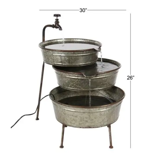 Grey Iron Farmhouse Fountain, 26" x 30" x 21" {10}