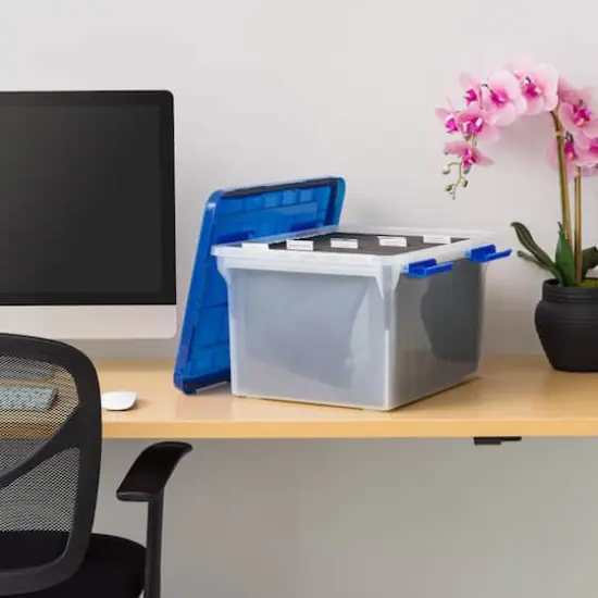 IRIS 32qt. Stackable Plastic Legal File Storage Box for Letter {12}