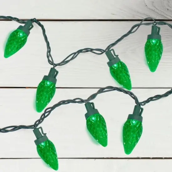 50ct. Green LED Faceted C9 Christmas String Lights with Green Wire {3}