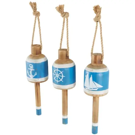 Blue & White Anchor, Sailboat & Ship Wheel Buoy Wall D&eacute;cor Set {5}