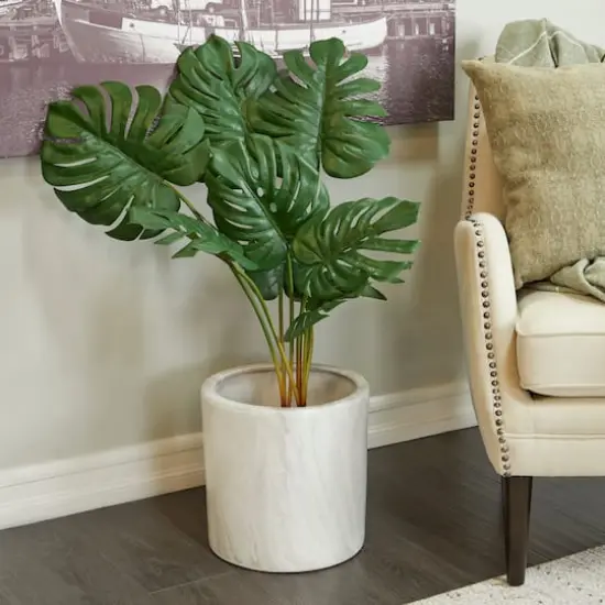 36" Green Vinyl Contemporary Potted Artificial Tree {7}