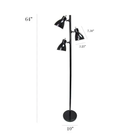 Simple Designs 64" Metal 3-Light Tree Floor Lamp Black {4}