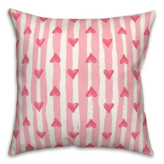 Heart Stripe Pattern 18" x 18" Indoor / Outdoor Pillow {1}