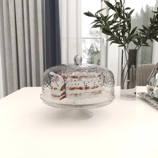 12" Clear Glass Cake Stand with Glass Dome {9}