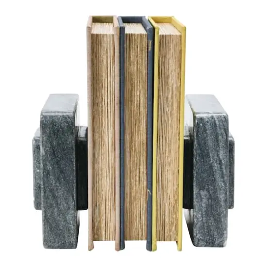 Hello Honey&reg; Square Marble Bookends Set Black {6}