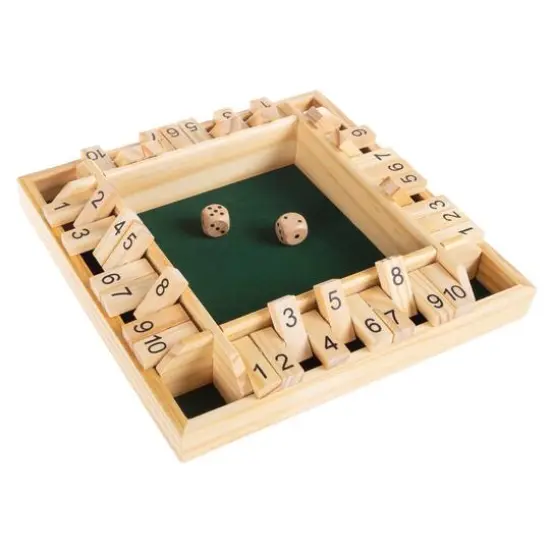 Toy Time 4-Player Wooden Shut the Box Game Set {1}