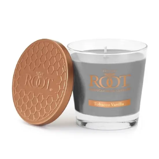 Root Candles 6.3oz. Small Scented Honeycomb Veriglass Jar Candle Tobacco Vanilla {1}