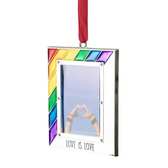 Silver-Plated Love is Love Frame Pride Christmas Ornament with European Crystals {4}