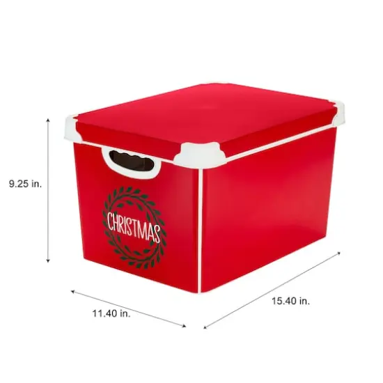 Simplify 15.4" Christmas Wreath 60 Ornament Storage Tote Bin {7}