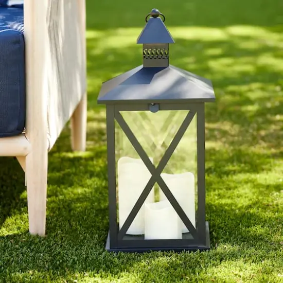 19" Black Lantern with 3 LED Candles by Ashland&reg; {3}