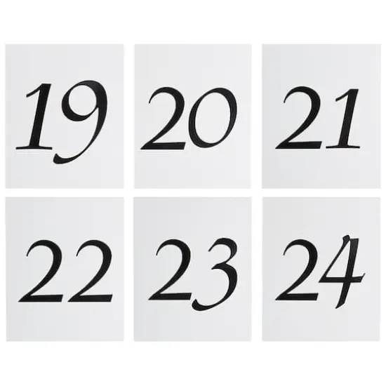 JAM Paper 4" x 5" White with Black Calligraphy Font 13-24 Table Number Tent Cards, 2 Packs of 12 {4}