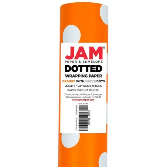 JAM Paper Polka Dot Gift Wrap Orange and White {7}