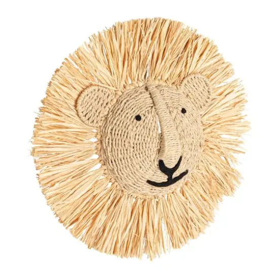 Hello Honey&reg; 16.5" Natural Savannah King Raffia Lion Wall Art {1}