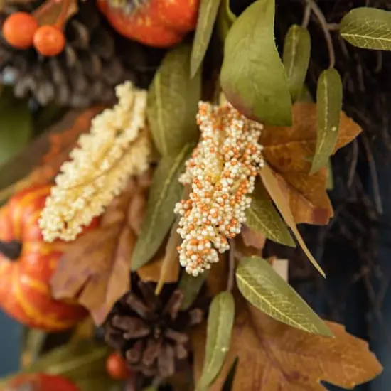 Glitzhome&reg; 27" Fall Pumpkin Leaf Swag {5}