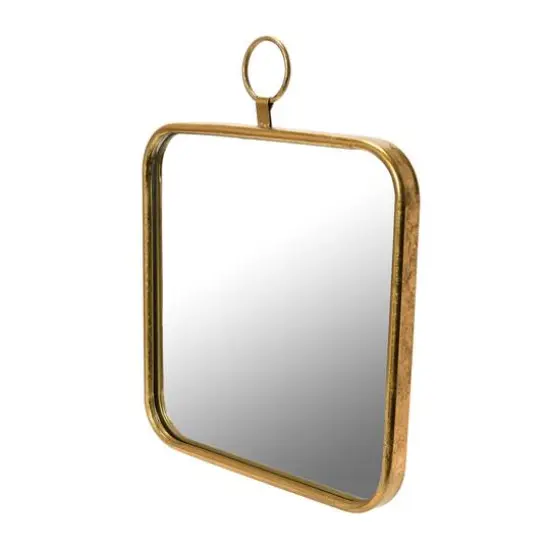 Hello Honey&reg; Gold Finish Rounded Edge Square Metal Framed Wall Mirror {7}