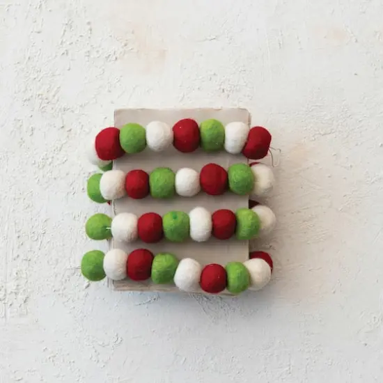 Hello Honey&reg; 6ft. Red, White & Green Wool Felt Ball Garland {3}