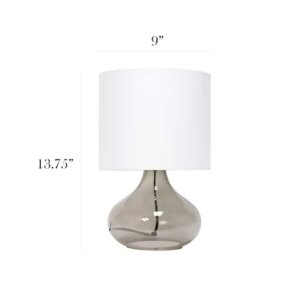 Simple Designs&trade; 14" Glass Raindrop Table Lamp with White Shade Smoke Gray with White Shade {4}